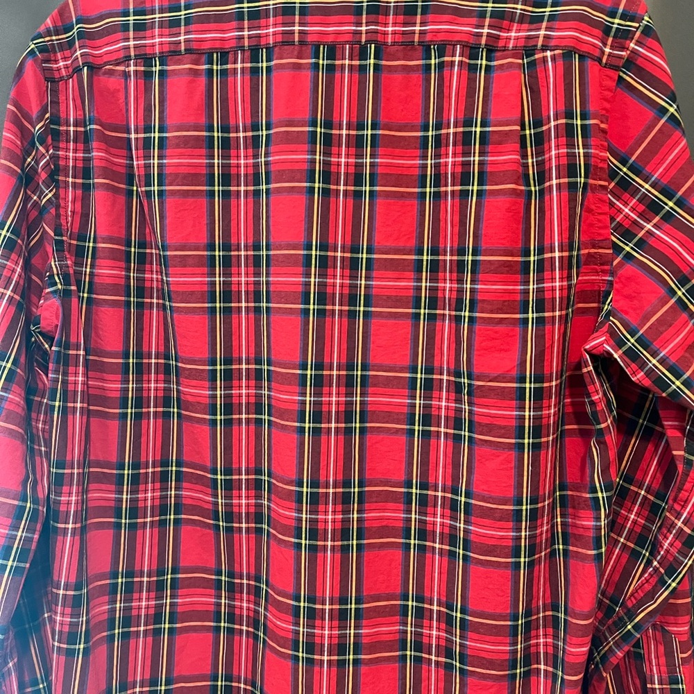 Men’s J.Crew size medium holiday Christmas, button-down dress shirt red plaid - Picture 3 of 6